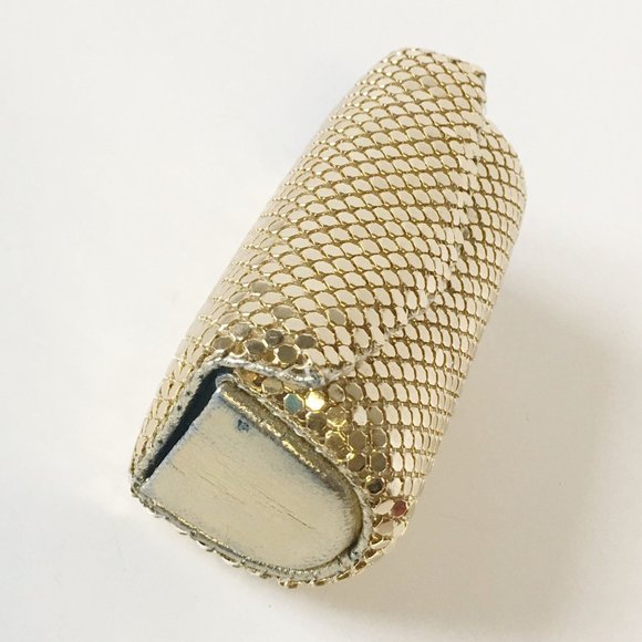 Golden Mesh Metal Lipstick Case Vintage Accessories - Picture 3 of 5